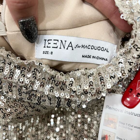IEENA FOR MAC DUGGAL 11280 Sequined Soft Tie Halter Neck Column Gown 8 NEW - Picture 6 of 8